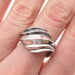 Marc 925 Sterling Silver Vintage Modernist Oxidized Ring Size 6.25