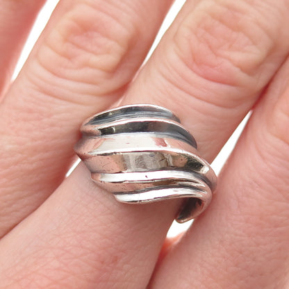 Marc 925 Sterling Silver Vintage Modernist Oxidized Ring Size 6.25