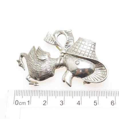 SB Silverman Brothers 925 Sterling Silver Vintage Duck Bird Pin Brooch