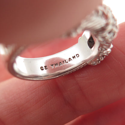 Judith Ripka 925 Sterling Silver Round-Cut C Z Roped Ring Size 6.25