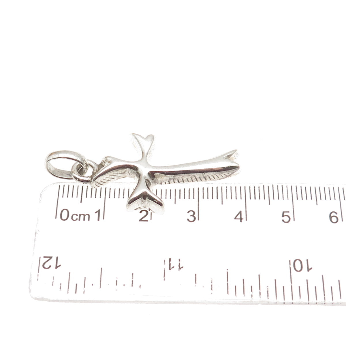925 Sterling Silver Vintage Mexico Modernist Cross Charm Pendant