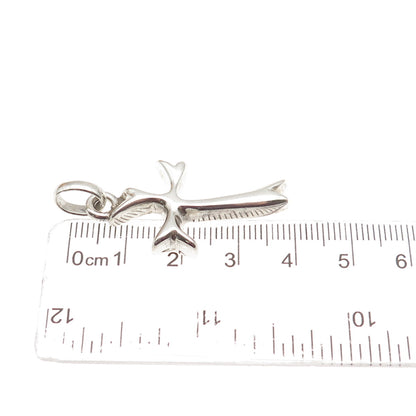 925 Sterling Silver Vintage Mexico Modernist Cross Charm Pendant