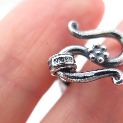 999 Fine Silver Vintage Oxidized Floral Beaded Chain Heavy 116.8g Necklace 20”