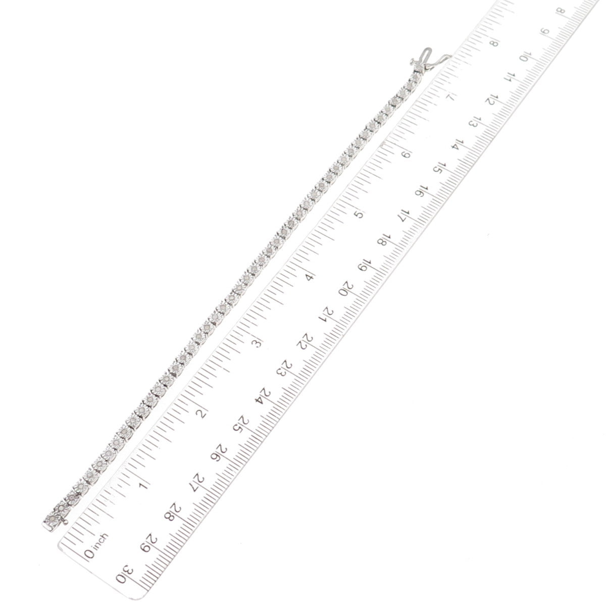 Vicky Jousan 925 Sterling Silver Real Diamond Tennis Link Bracelet 7.25"