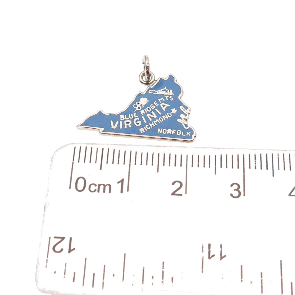 FRENCH & FRANKLIN 925 Sterling Silver Vintage Enamel Virginia Mini Charm Pendant