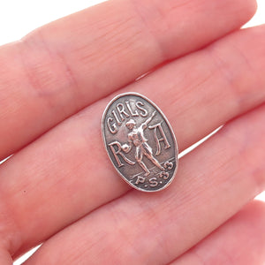 925 Sterling Silver Antique Art Deco Playground & Recreation Girls Athletics Pin