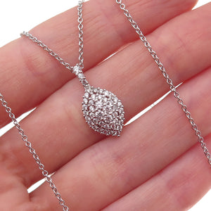 925 Sterling Silver Round-Cut C Z Petal Cable Chain Necklace 18"