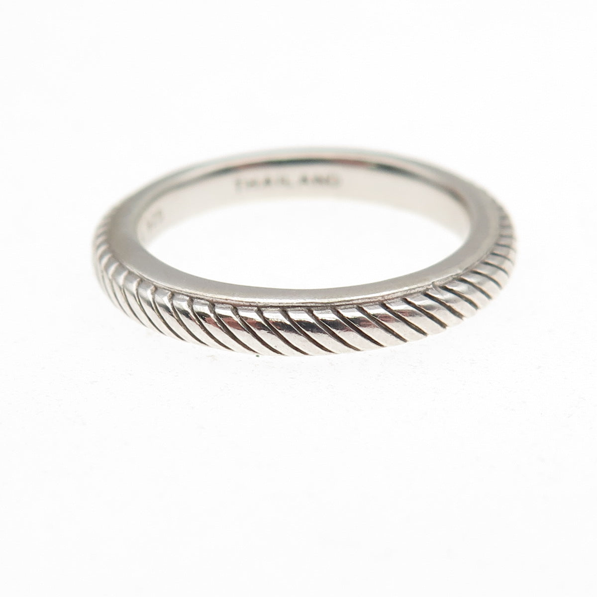 Judith Ripka 925 Sterling Silver Vintage Ribbed Stackable Band Ring Size 7