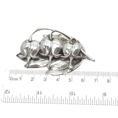 925 Sterling Silver Vintage Bluebell Flower Oxidized Pin Brooch