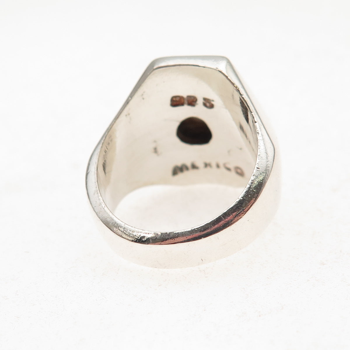 925 Sterling Silver Vintage Mexico Real Tiger Eye Modernist Ring Size 6