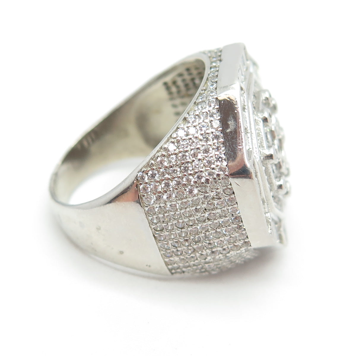 925 Sterling Silver Pave Multi-C Z Domed Ring Size 9.25