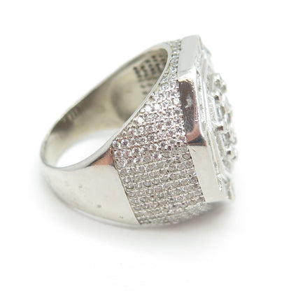 925 Sterling Silver Pave Multi-C Z Domed Ring Size 9.25