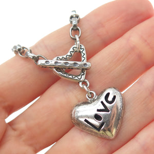 ANNI + CO. 925 Sterling Silver Vintage Love Heart Cable Chain Necklace 18"
