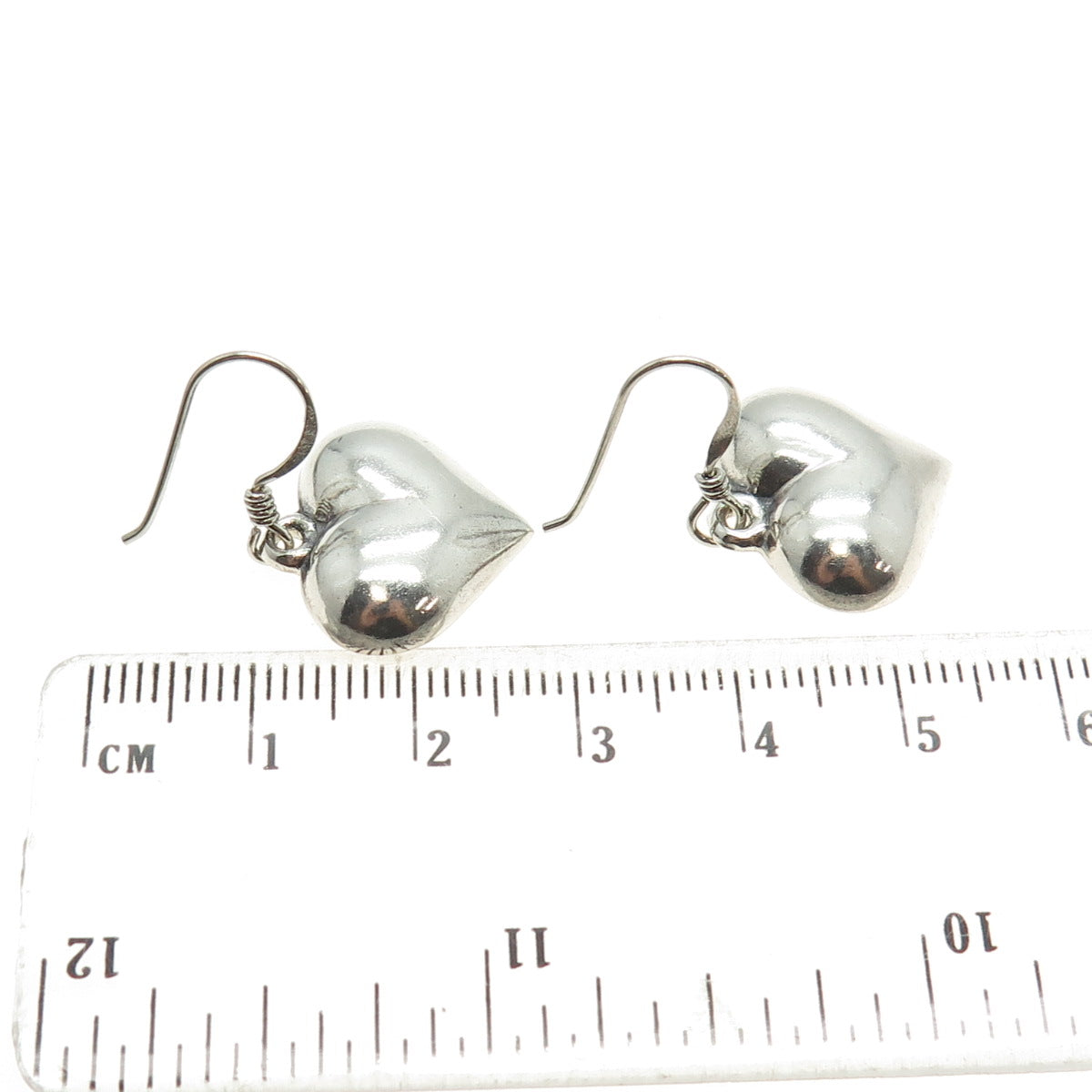 925 Sterling Silver Vintage Heart Dangling Earrings