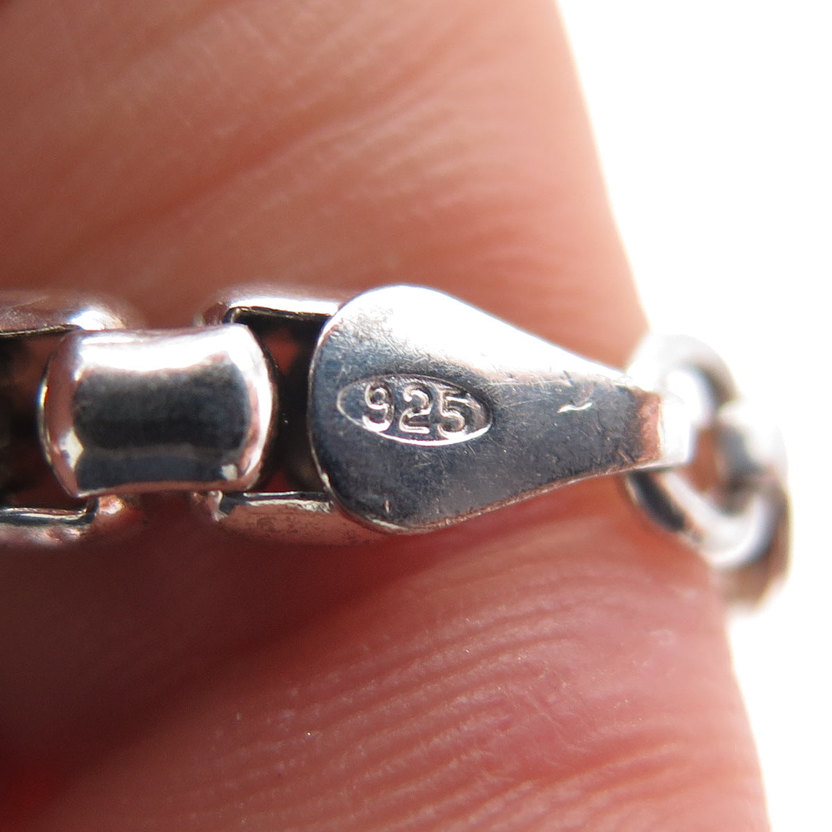 925 Sterling Silver Vintage Italy Round Box Link Bracelet 7.5"