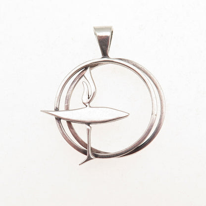 925 Sterling Silver Vintage Lamp of Knowledge Charm Pendant