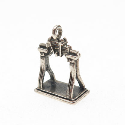 925 Sterling Silver Vintage Liberty Bell Oxidized 3D Mini Charm Pendant