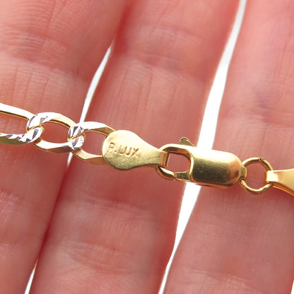 P. LUX 925 Sterling Silver 2-Tone Italy Diamond-Cut Figaro Chain Necklace 20"