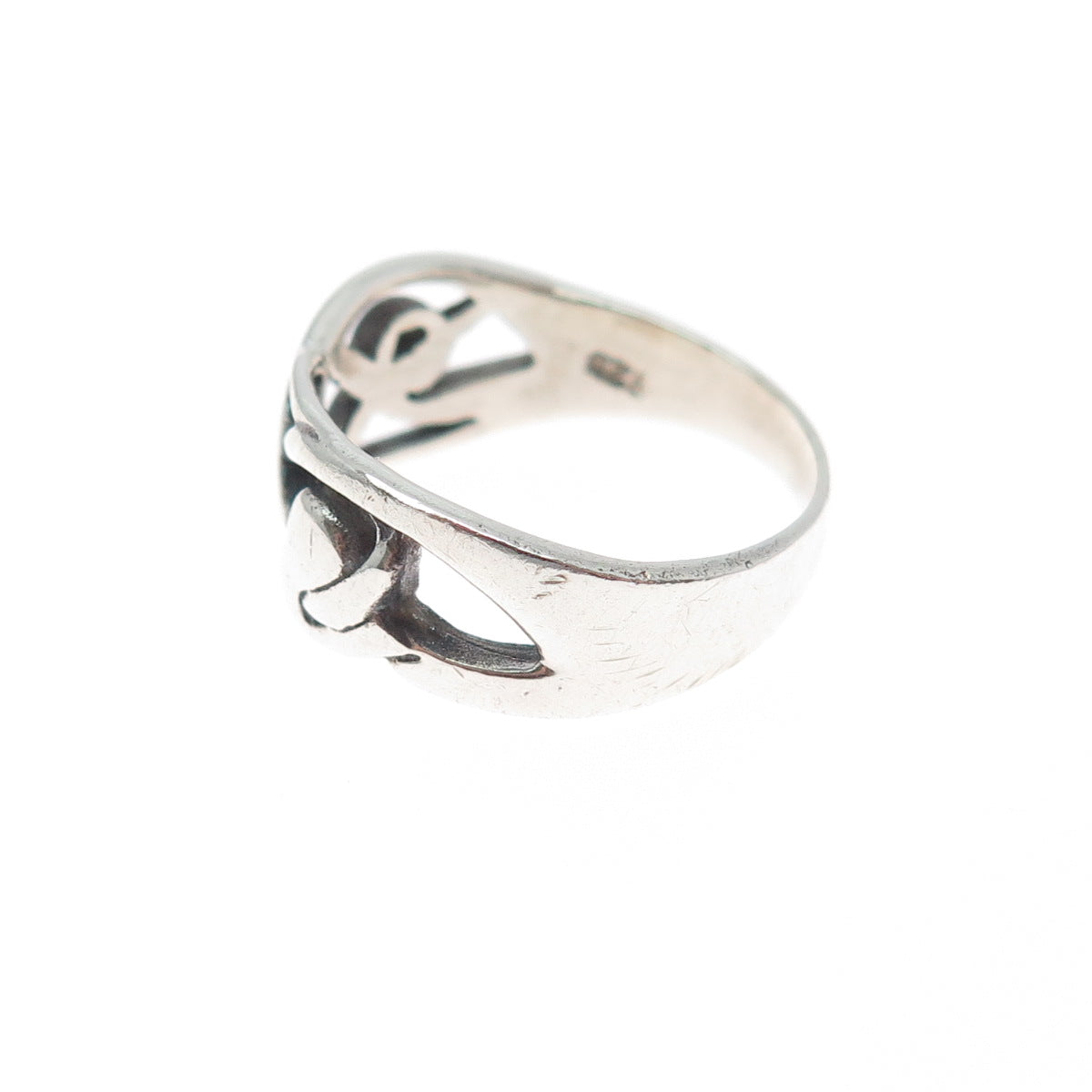 925 Sterling Silver Vintage Celtic Knot Heart Arrow Oxidized Ring Size 6.25