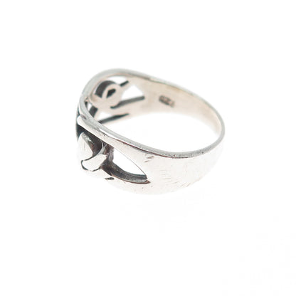 925 Sterling Silver Vintage Celtic Knot Heart Arrow Oxidized Ring Size 6.25