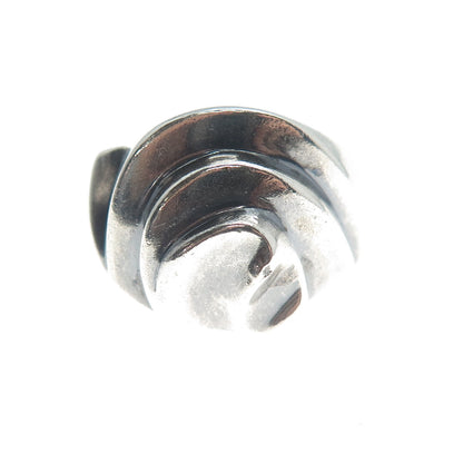 925 Sterling Silver Vintage Mexico Modernist Swirl Oxidized Ring Size 10