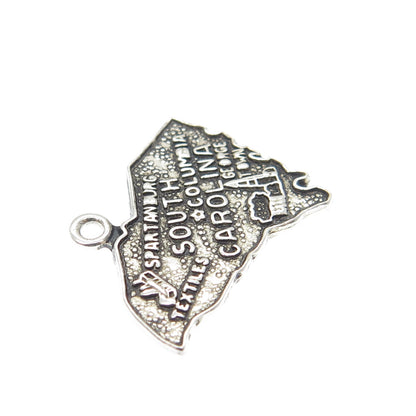 FRENCH & FRANKLIN 925 Sterling Silver Vintage South Carolina Map Charm Pendant