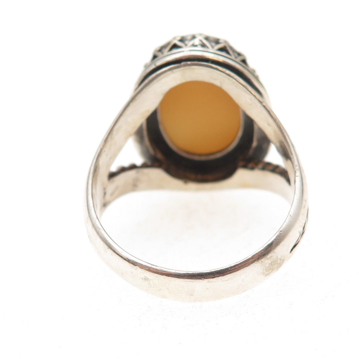 Carolyn Pollack 925 Sterling Silver Vintage Real MOP Crown Oxidized Ring Size 10