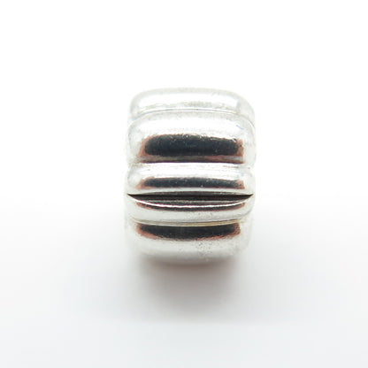 PANDORA 925 Sterling Silver Puffy Ribbed Clip Charm
