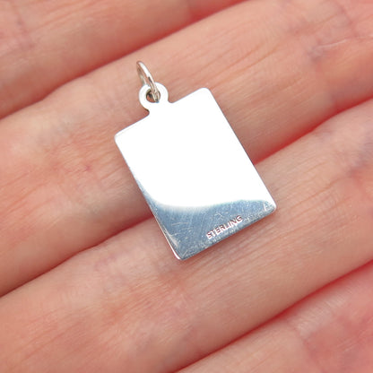 925 Sterling Red Enamel Status Independently Owned & Operated Minimalist Pendant