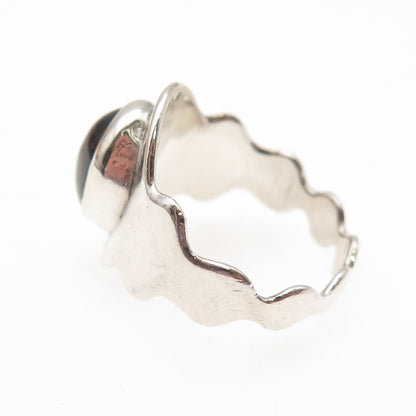 925 Sterling Silver Vintage Real Red Garnet Modernist Ring Size 6.5