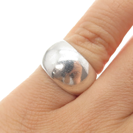 925 Sterling Silver Vintage Modernist Dome Ring Size 4.75