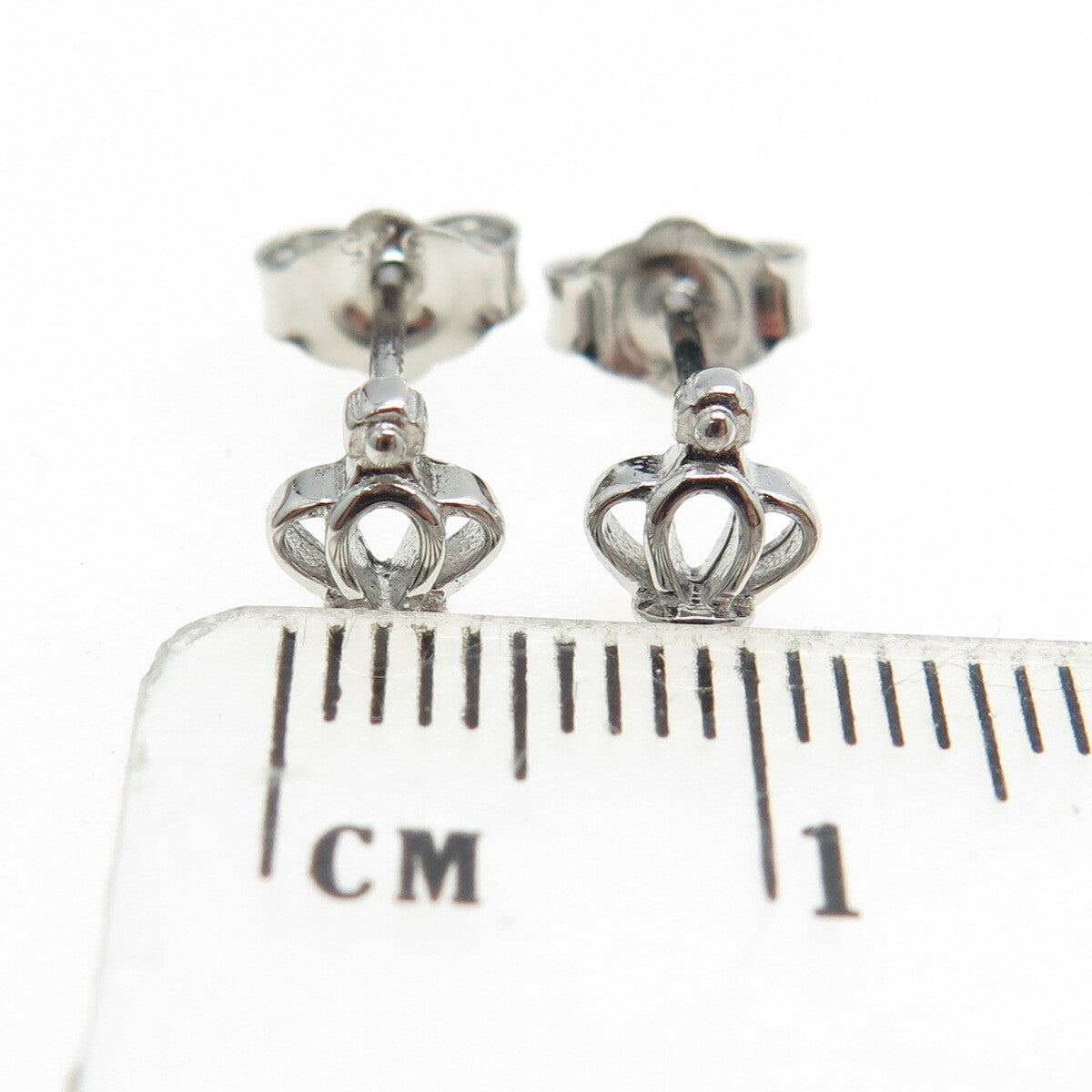 925 Sterling Silver Crown Stud Earrings