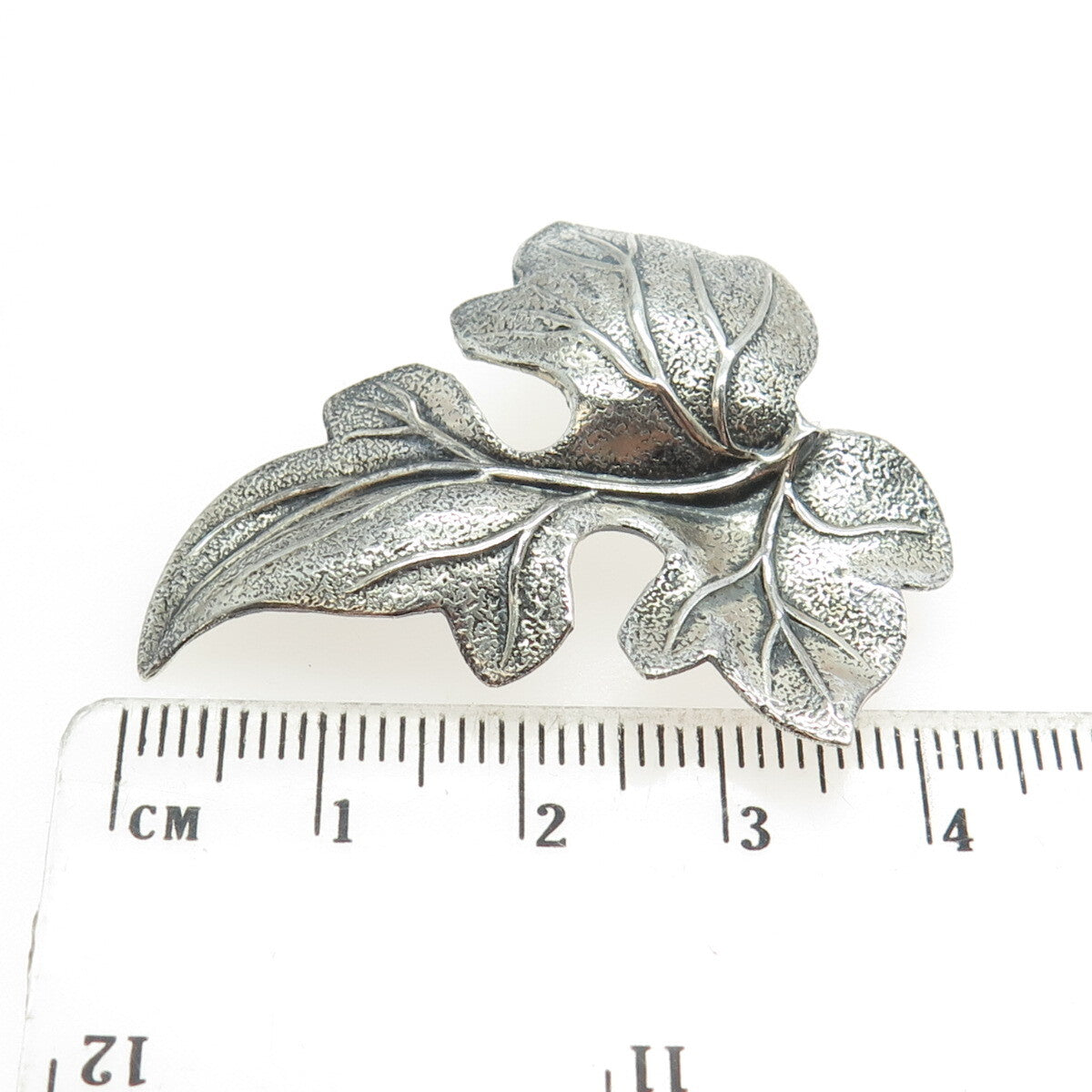BEAU 925 Sterling Silver Vintage Leaf Pin Brooch