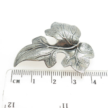 BEAU 925 Sterling Silver Vintage Leaf Pin Brooch