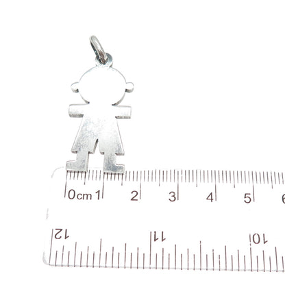 925 Sterling Silver Vintage Italy Baby Boy Oxidized Charm Pendant