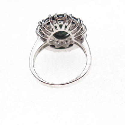 925 Sterling Silver Real Green Onyx Black Spinel & White Topaz Ring Size 6.5