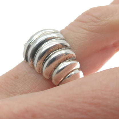CHARLES WINSTON 925 Sterling Silver Vintage Modernist Ribbed Dome Ring Size 7