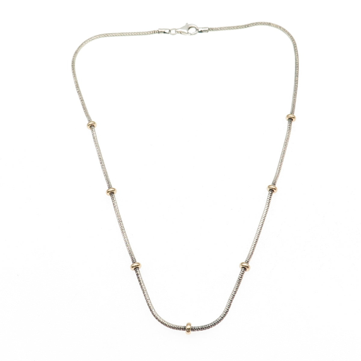 Milor Sterling Silver 14K Gold Vintage Italy Station Snake Chain Necklace 16"