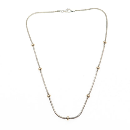 Milor Sterling Silver 14K Gold Vintage Italy Station Snake Chain Necklace 16"