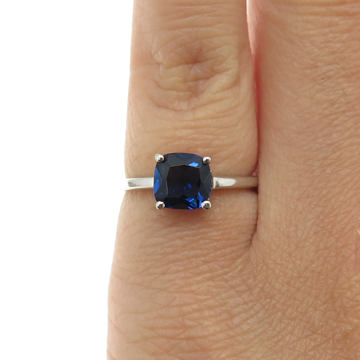 DAZZLERS 925 Sterling Silver Nano Sapphire Ring Size 5