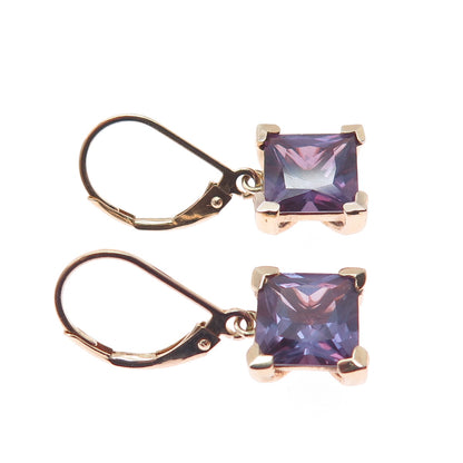 ROSS SIMONS Sterling Gold Plated Lab-Created Peacock Sapphire Dangle Earrings