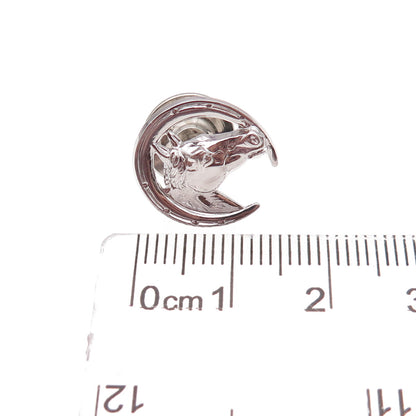 925 Sterling Silver Antique Art Deco Horse / Horseshoe Tie Tack Lapel Pin