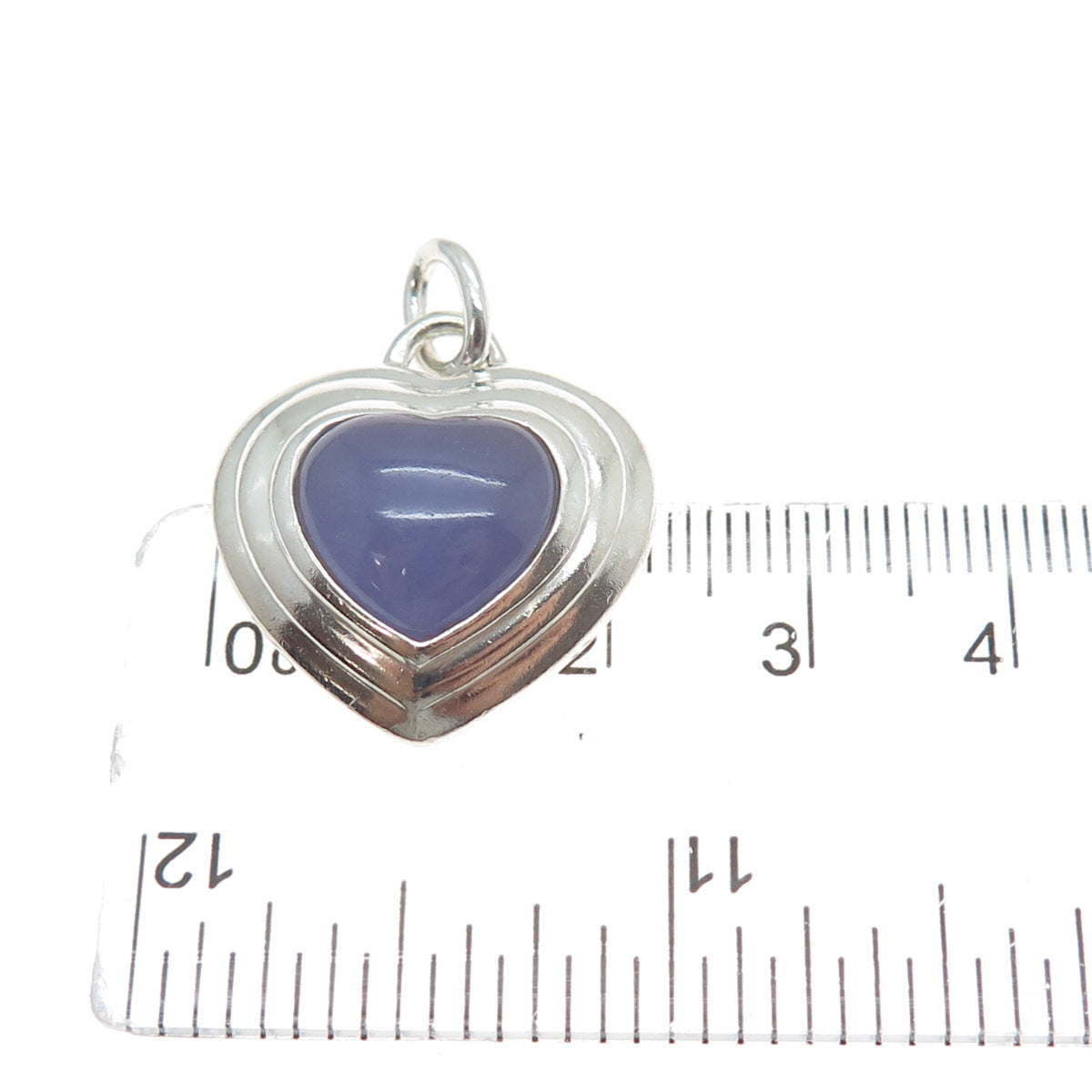 CNA PRANDA 925 Sterling Silver Vintage Real Lavender Jade Heart Charm Pendant