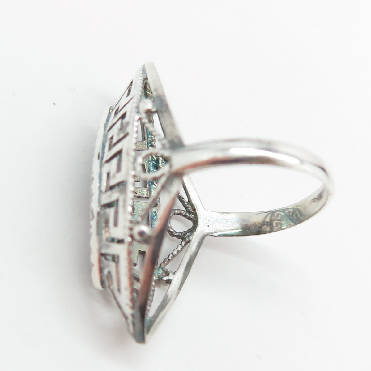 925 Sterling Silver Vintage Turkey Greek Maze Statement Ring Size 6