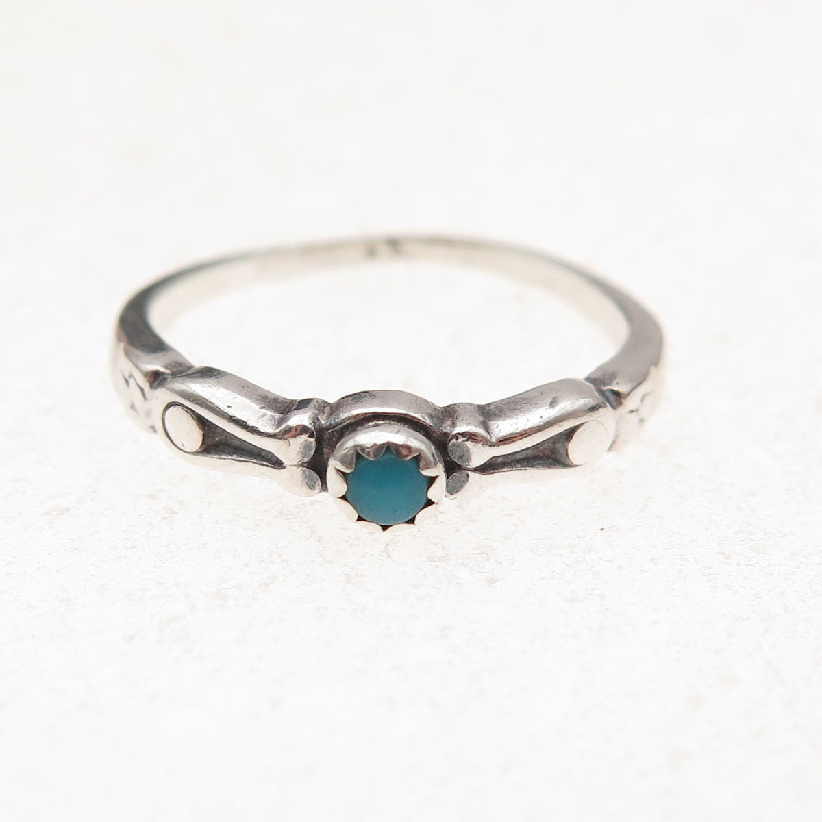 Maisels Old Pawn 925 Sterling Silver Vintage Turquoise Snake Eye Ring Size 5.75