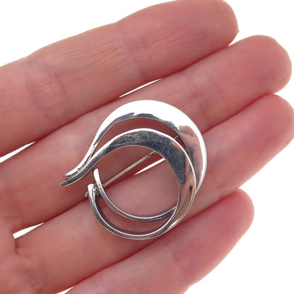 David Andersen 925S Sterling Silver Vintage Norway Modernist Oxidized Pin Brooch