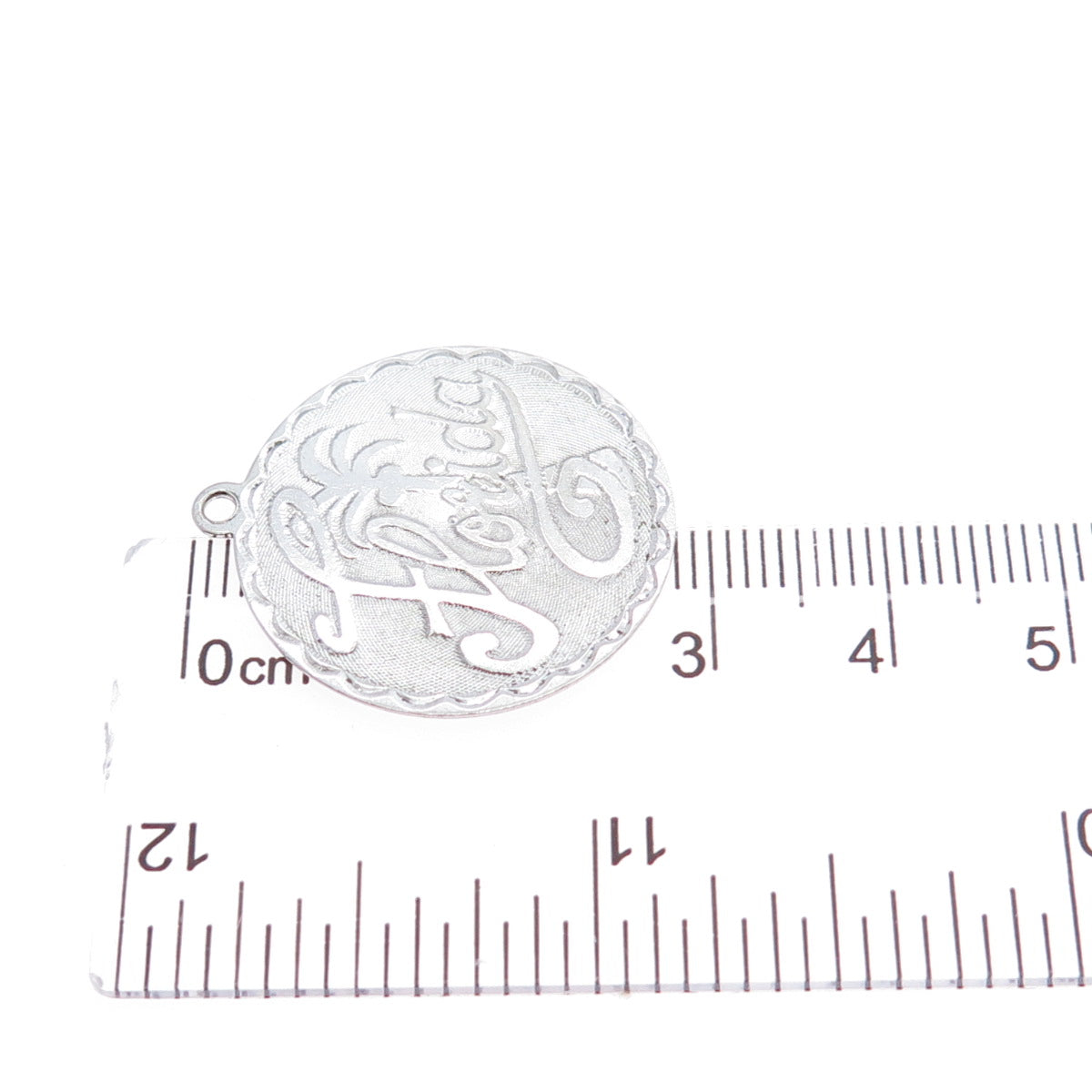 CREA 925 Sterling Silver Vintage Florida Round Tag Charm Pendant