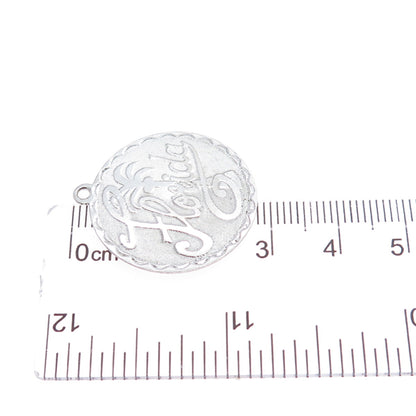 CREA 925 Sterling Silver Vintage Florida Round Tag Charm Pendant