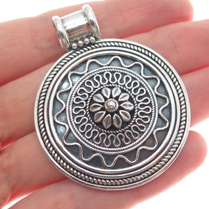 DOUG PAULUS 925 Sterling Silver Vintage Modernist Flower Oxidized Pendant