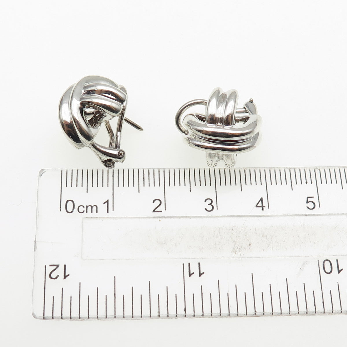 TIFFANY & CO. Sterling Silver Vintage 1990 Signature X-Shape Omega Back Earrings